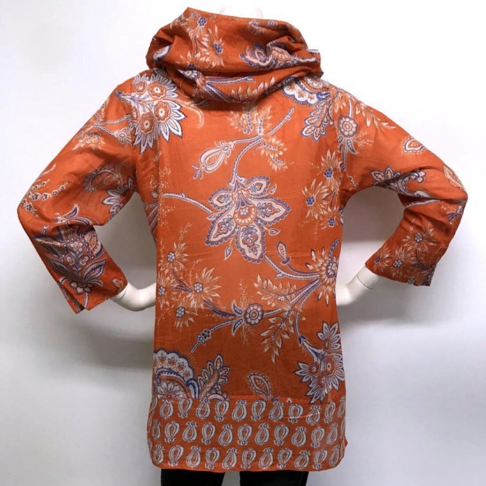 GRETCHEN SCOTT Cotton Tunic Top HUGE COWL / HOOD M - Picture 7 of 8